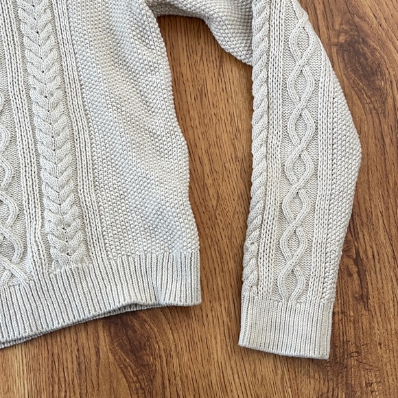 J Crew 100% Cotton Cable Knit Cream Sweater - Picture 4 of 10
